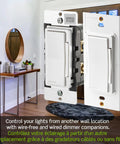 Decora Smart WiFi Light Switch With Matter Compatibility, Hands Free Voice Control With Alexa Google Assistant And Siri, Wireless Or Wired 3 Way Neutral Wire Required White D315S1RW installed on a wall.