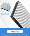 Close-up of Premium Pro Grade 18 Gauge Narrow Crown Staples 1-1/4 Inch Length showcasing chisel point design for precise use.