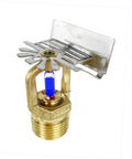 Rock Solid Brass Sidewall Fire Sprinkler 141 Degree C Standard Reaction Wall Mount Head with blue liquid bulb for wet systems.