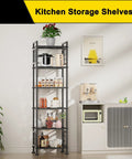 Six Wire Standing Storage Shelf For Bathroom And Laundry Room, Metal Shelving Unit Pantry Rack For Kitchen, black finish in use