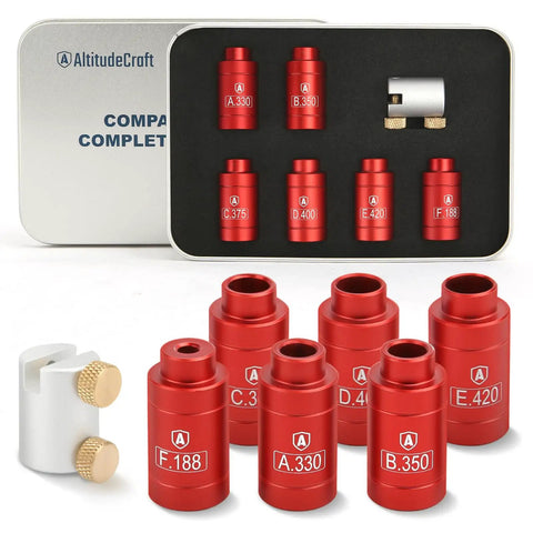 Headspace Gauge Comparator Kit With 6 Bushings For Reloading, Boost Brass Life And Precision, metal bushings displayed in case