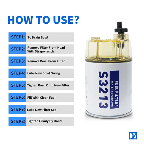 Marine Fuel Water Separator Filter 10 Micron For Outboard Motors Compatible With Mercury Yamaha Racor Sierra Engines Replaces 35-60494-1 S3213 18-7932-1 18-17928 35-809097 Go To Boat Fuel System