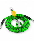 Marine Tow Line With Pulley Bungee Dock Line Stainless Steel Center Pulley green and black coiled rope with clips and buoy