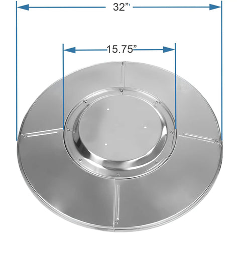 Premium Weatherproof Aluminum Round Reflector Shield For Patio Heaters 32 Inch Diameter Dust Proof Extended Heat Range Replacement Part For Outdoor Use