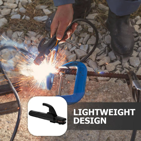 Workhorse Welding Pliers For Pros Copper Forged 300A Electric Welding Clamp in use on metal rod with sparks visible