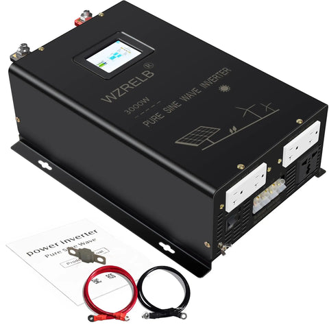 3000W Split Phase True Sine Wave Inverter with hardwire terminal and dual outlets, 48V DC to 120 and 240V AC, for RV or shop use.
