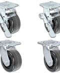 Heavy Duty Swivel Caster Set Built Tough As Nails Featuring Four Phenolic Wheels with Locking Brakes.