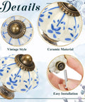 Close-up of Cool Blue Pumpkin Ceramic Cabinet Knobs, 30 Pack with bronze finish and mounting screws for retro style drawers.
