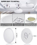 Smart Ceiling Light Fixture Flush Mount LED 24W 2400 Lumens Round 12 Inch Dimmable installation details