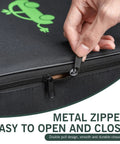Close-up of metal zipper on Waterproof EV Charging Cable Organizer Bag That Keeps Your Stash Shipshape With A Street Smart Rectangle Design Built Tough For Cars Trucks And Hassle Free Garage Storage.