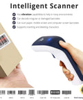 Wireless Portable 1D Bluetooth Barcode Scanner Handheld Workhorse 3 In 1 Cordless Rechargeable Scan Gun shown with barcode