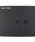 2-Door Wall-Mount Fiber Enclosure With 2 Adapter Panels, all-metal, black, compact design, closed view