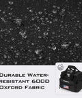 Detail of Karryall Tackle Bags Water Resistant Gear Storage fabric showing durable 600D Oxford material with water droplets
