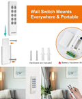 Remote Control Light Socket Set With Five E26 E27 Bases, 100 Foot Range, Wall Mountable Wireless Light Switch installation guide.