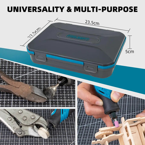 302Piece Rotary Tool Accessories Kit With One Eighth Inch Shanks And Universal Fitment case and usage demonstrations
