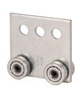 Four Wheel Trolley Assembly For Strut Channel One And Five Eighths Inches Or Taller With Premium Bearings And Electro Galvanized Zinc Finish Fits P1000 P1001 P5000 P5001 P5500 P5501 Nine Sixteenths Inch Hole One Quarter Inch Thick 9/16 in diameter holes, side view