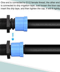 Drip Irrigation Barbed Locking Fittings Pack For 16mm Tubing G1/2 Male Thread in black PE plastic with blue locking cap