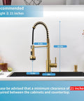 Gold Kitchen Faucet With Soap Dispenser And Pull Down Sprayer, Three Color LED Temperature Light, 18.5 in tall