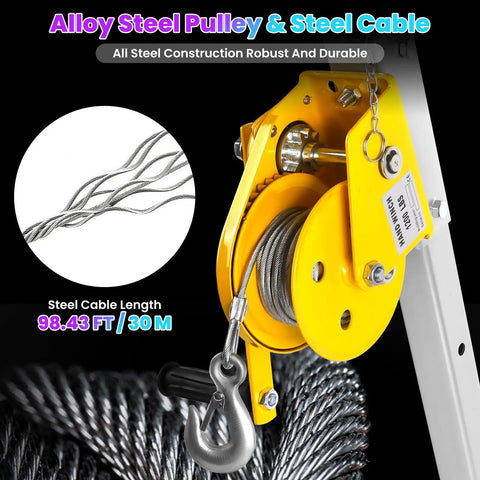 Heavy Duty Confined Space Tripod Kit With 1800 LB Load Rating And Secure Safety Harness Belt For Tunnel Well Sewer Rescue Jobs Rock Solid Portable Stand Built Tough For The Grind With No Sweat Assembly On Site