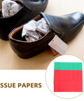 Ultra Thin Tissue Paper Sheets 66x50cm 40 Pack with High Light Transmission in black shoes and red-green pack