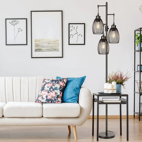 Dimmable 68 Inch Floor Lamp With Stepless Dimming from Zero to One Hundred Percent, Three 800LM LED Edison Bulbs included