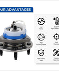 Front Wheel Hub Bearing Assembly 5 Lug With ABS Compatible With Chevy Impala Monte Carlo Cadillac shown with features
