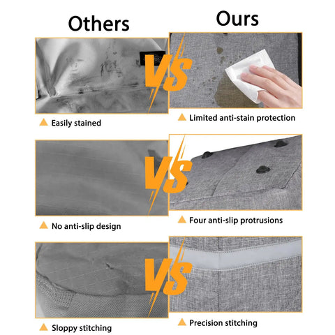 Comparison image showing benefits of Gate Check Car Seat Travel Bag with Padded Backpack against standard bags.