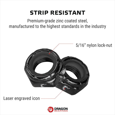 Close-up of Speed Kit Spacer Washer And Axle Nut For Skateboard And Longboard Bearing Performance Boost Universal Truck Fitment Black