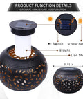 Internal components of Solar Table Lantern With Dancing Flickering Flame LED Light Outdoor Waterproof Black Metal Desk Lamp