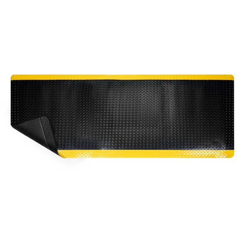 Anti Fatigue Standing Mat For Workshops And Labs With Fifteen Sixteenth Inch High Density Memory Foam And Bright Yellow Border