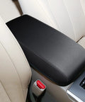 Center Console Cover For 2013 To 2018 Nissan Altima Armrest Leather Black With Black Stitching installed in car interior