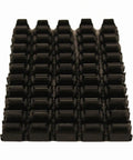 A Real Go To M6 Cage Nuts And Phillips Pan Head Screws For Server Rack Cabinets And Shelves 50 Piece Heavy Duty Kit, view of black M6 cage nuts arranged in grid pattern.