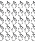 30 Pack 304 Stainless Steel Hose Clamp Set 3/8 To 5/8 Inch (10-16mm) Adjustable Worm Gear Fuel Line Clamps displayed in rows.
