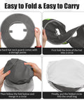 Demonstration of folding 9 Piece Hella Solid Hard Hat Sun Shade With Reflective Strip And Full Brim Mesh Neck Cover for storage.