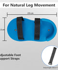 Blue bike pedal stabilizers for children tricycle with adjustable non-slip footplate and strap, dimensions 20 cm x 9.5 cm.