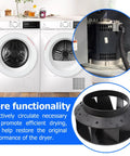 Blower Fan Assembly Replacement For Dryers 9.51 OD T45 Replaces 70302201 TU21755 visible near modern dryers