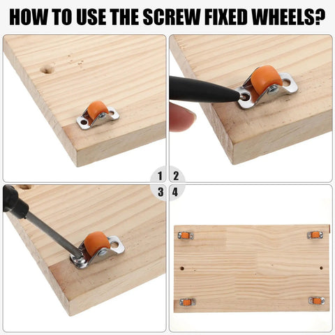 Step-by-step installation guide for Top Shelf Heavy Duty Rubber Caster Wheels 4 Pack 0.5 Inch Low Profile Rollers.