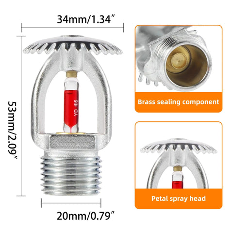 Six Pack Pro Grade Fire Sprinkler Heads One Half Inch Npt 155 Degrees Fahrenheit Upright Brass K80 with glass bulb and brass sealing.