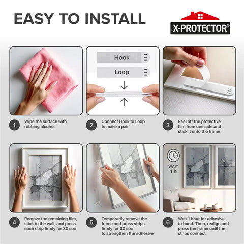 Hassle Free Picture Hanging Strips 20 Pairs Damage Free Wall Mount Adhesive Tape For Photos And Decor With Easy Hook And Loop Bond And Zero Stubborn Residue Left Behind