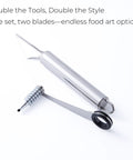 2 Piece Spiral Vegetable Cutter And V Shape Carving Tool Set Handheld Stainless Steel Kitchen Tools for food decoration.