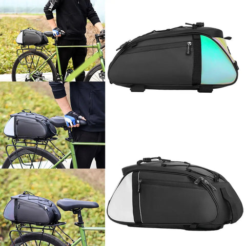Rear Rack Bike Bag 12L Water-Resistant Trunk Pannier with Reflectors for Bikepacking and Commuting on bike