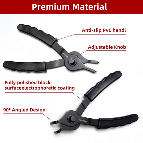 10 Piece Snap Ring Pliers Set Heavy Duty Internal And External Circlip Pliers Kit With Straight And Bent Jaw Tips, anti-slip handles