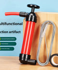 Grab This Nifty Manual Oil Extractor Pump Suction Tool For Quick Car Fluid Removal And Routine Maintenance Draining Without Any Power Cord Hassle, red manual pump, compact design for fluid extraction.