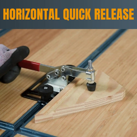 4 Pack Quick Release Toggle Clamps With T Track Knobs And Bolts Kit, 300 Lbs Holding, Horizontal Clamps 201B in use on wood