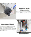 Heavy Duty Automatic Quantitative Filling And Sealing Machine With Horizontal Mixing Hopper stainless steel rocker handle and air cylinder features.