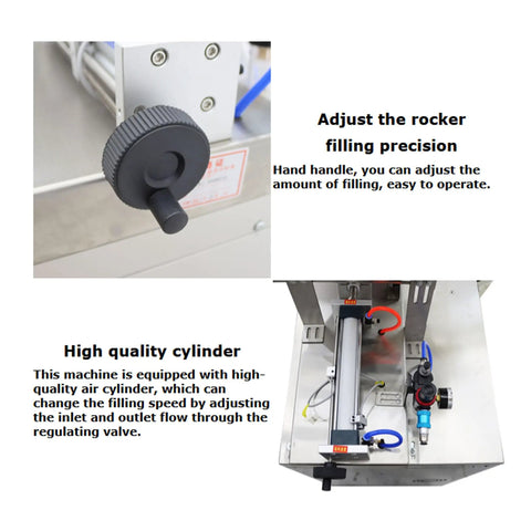 Heavy Duty Automatic Quantitative Filling And Sealing Machine With Horizontal Mixing Hopper stainless steel rocker handle and air cylinder features.