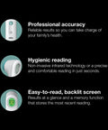 Forehead Digital Thermometer For All Ages Fast Read In Seconds Celsius And Fahrenheit Ergonomic Design Color Coded Temperature Guide Easy To Use For Babies, Kids And Adults, backlit screen