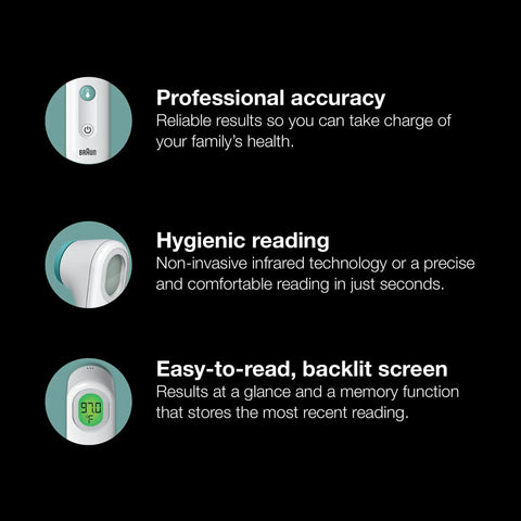 Forehead Digital Thermometer For All Ages Fast Read In Seconds Celsius And Fahrenheit Ergonomic Design Color Coded Temperature Guide Easy To Use For Babies, Kids And Adults, backlit screen