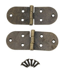 180 Degree Folding Flush Hinges Heavy Duty Iron With Bronze Finish for Furniture Cabinets Tables Sewing Machines Includes Screws