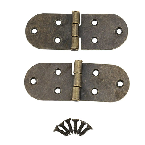 180 Degree Folding Flush Hinges Heavy Duty Iron With Bronze Finish for Furniture Cabinets Tables Sewing Machines Includes Screws